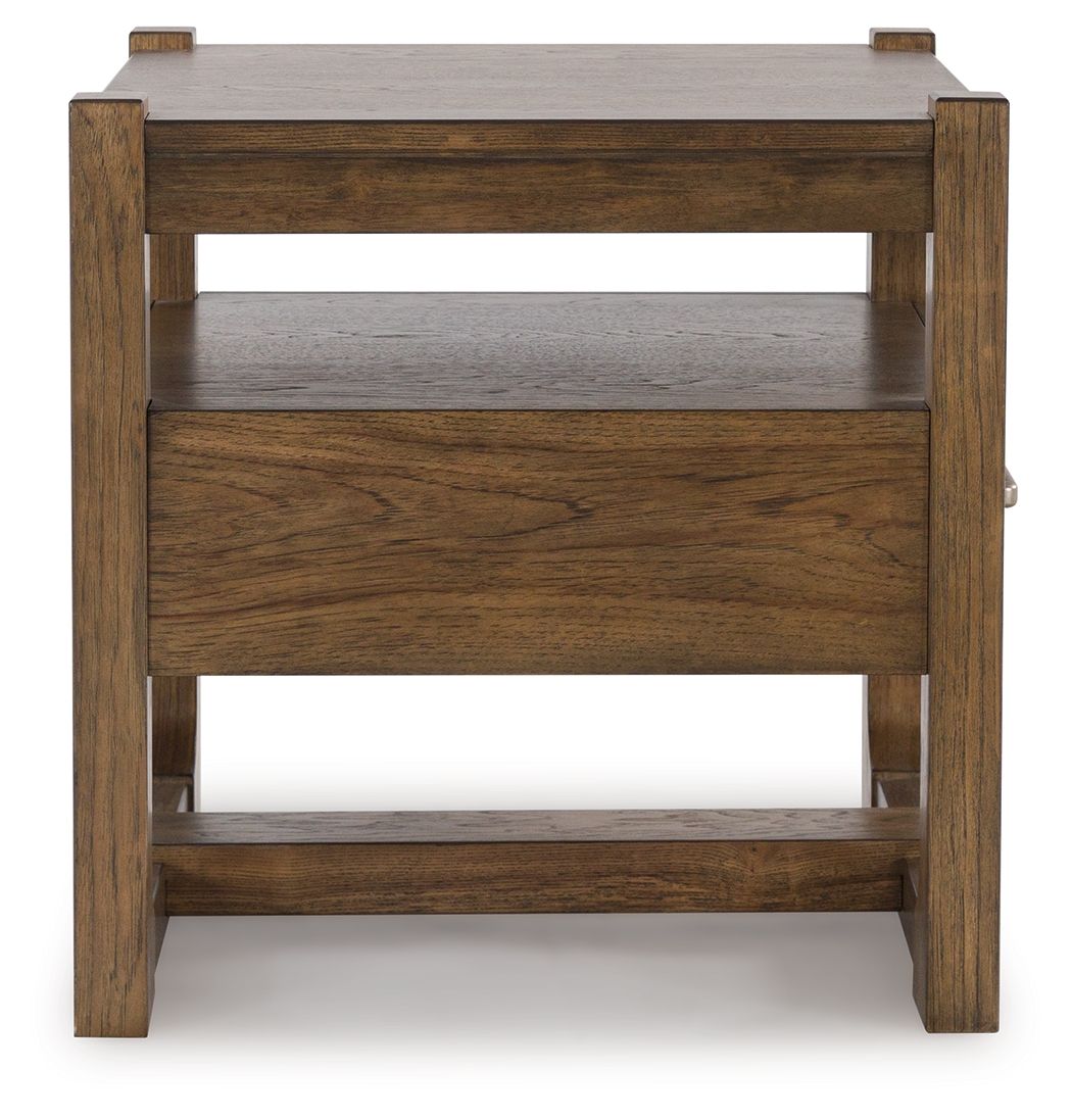 Cabalynn - Square End Table - Light Brown, alternate view 3 with wood construction