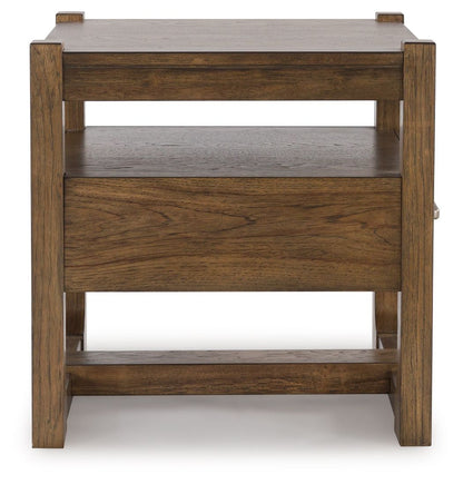 Cabalynn - Square End Table - Light Brown, alternate view 3 with wood construction
