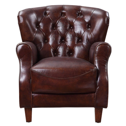 Brancaster - Accent Chair - Vintage Brown & Aluminum, alternate view 3 with top-grain leather