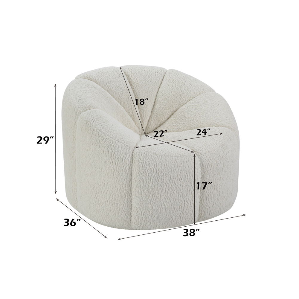Osmash - Chair With Swivel - White Teddy Sherpa, alternate view 5 with wood construction