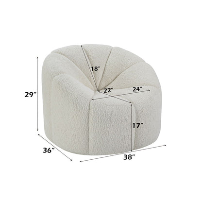 Osmash - Chair With Swivel - White Teddy Sherpa, alternate view 5 with wood construction