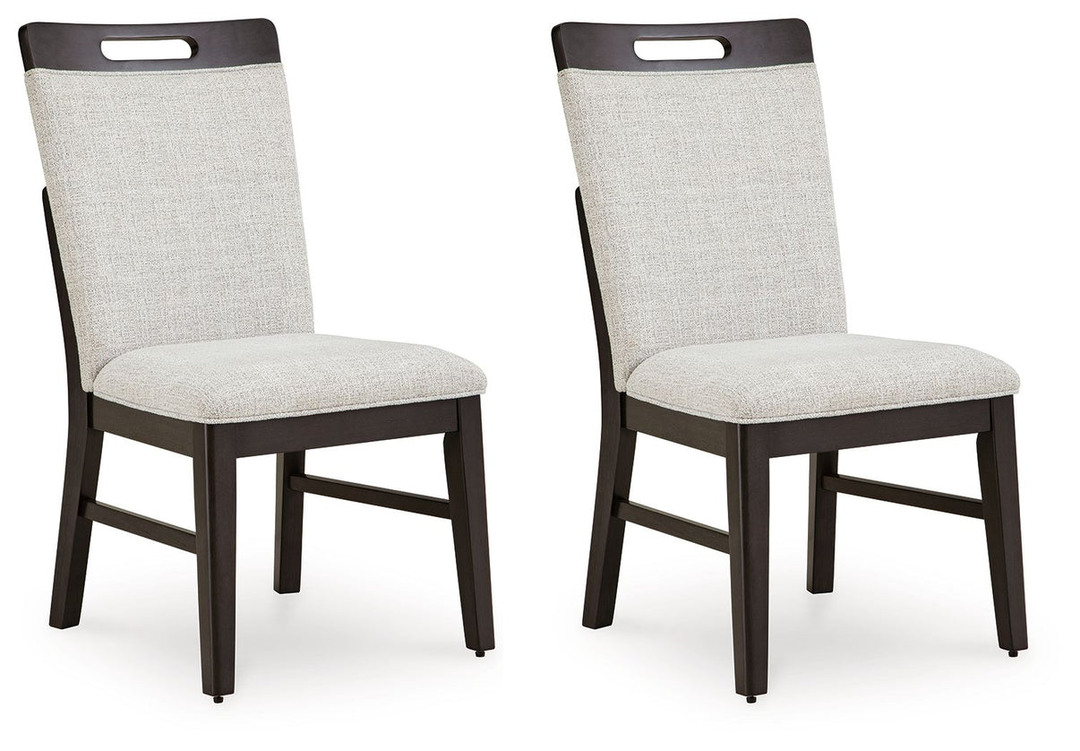 Neymorton - 7 Pc. - Rectangular Extension Table, 6 Side Chairs - Dark Grayish Brown, alternate view 4 with wood construction