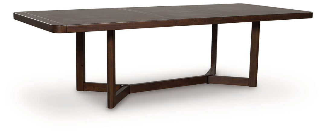 Dilenno - Rectangular Dining Room Extension Table - Dark Brown, product view with solid wood