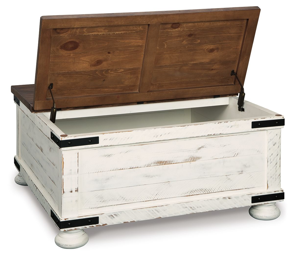 Wystfield - Cocktail Table with Storage - White / Brown, alternate view 4 with engineered wood