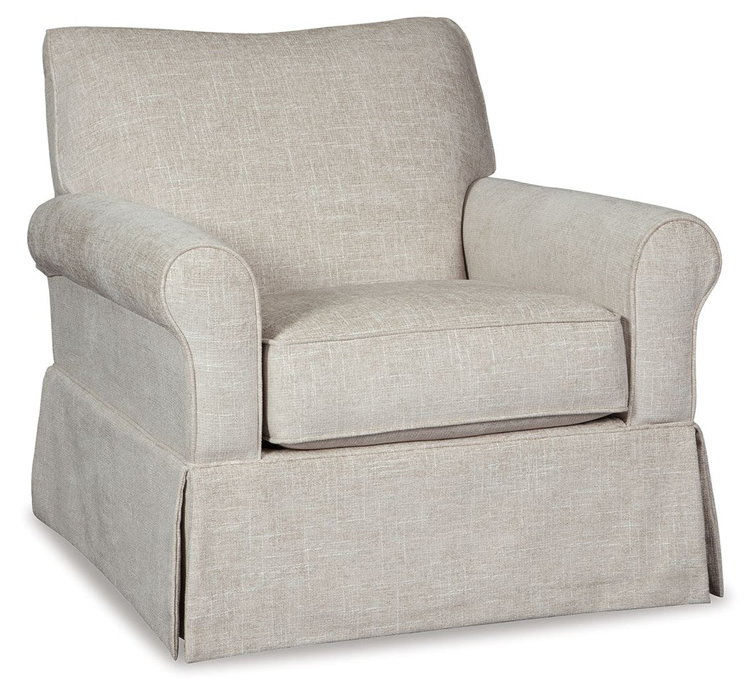 Searcy - Swivel Glider Accent Chair - Quartz, product view with polyester fabric