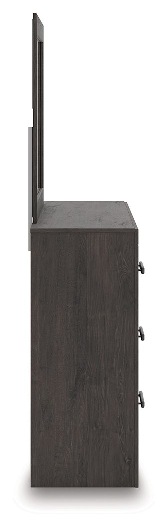 Prendonea - Dresser and Mirror - Charcoal, alternate view 5 with linen fabric