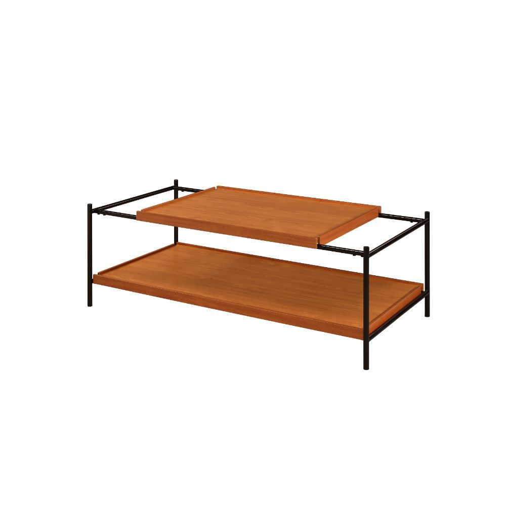 Oaken - Coffee Table - Honey Oak & Black, product view with wood construction