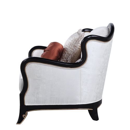 Nurmive - Chair With 2 Pillows - Beige Fabric, alternate view 3 with wood construction