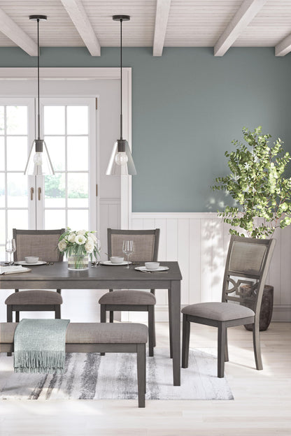 Wrenning - Dining Room Table Set (Set of 6) - Gray, alternate view 3 with polyester fabric