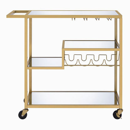 Adamsen - Serving Cart - Mirrored & Champagne, alternate view 3 with wood construction