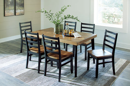 Blondon - Rectangular Drm Table Set (Set of 7) - Brown / Black, alternate view 3 with solid wood