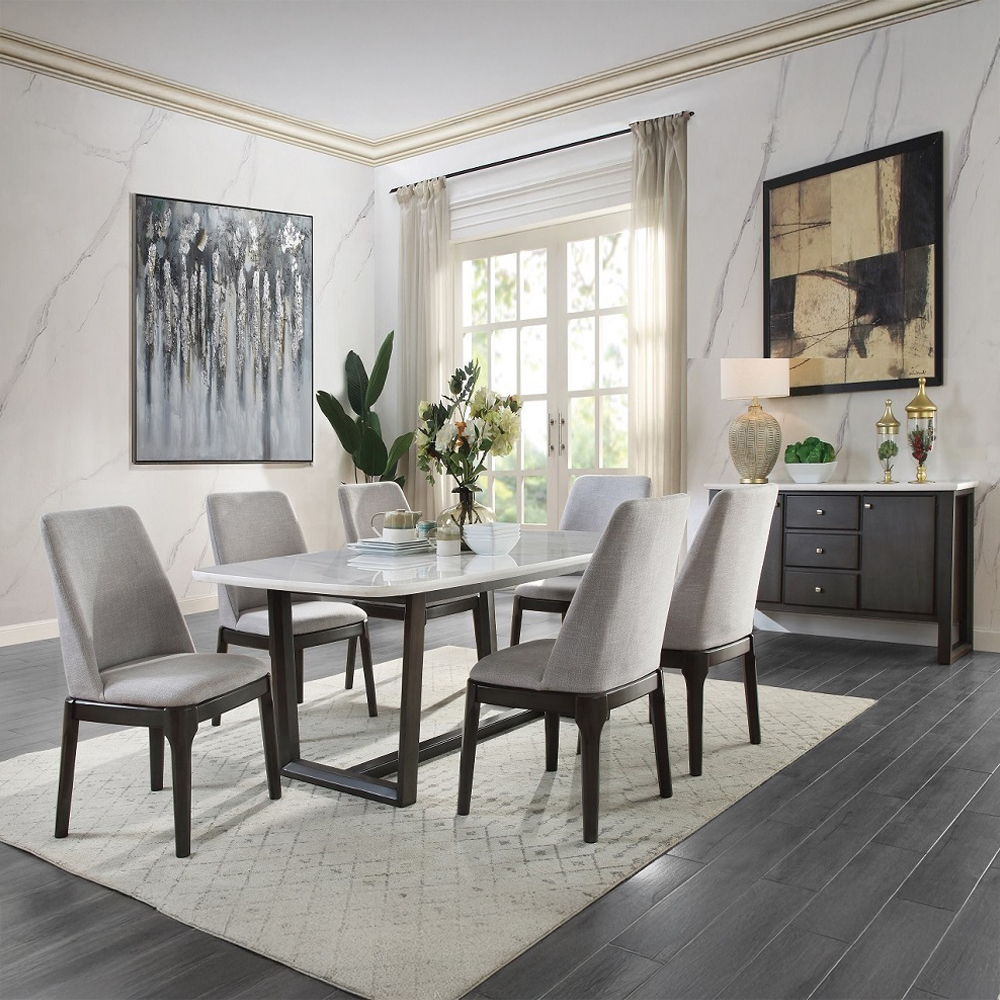 Madan - Side Chair (Set of 2) - Light Gray Linen & Gray Oak, alternate view 4 with wood construction