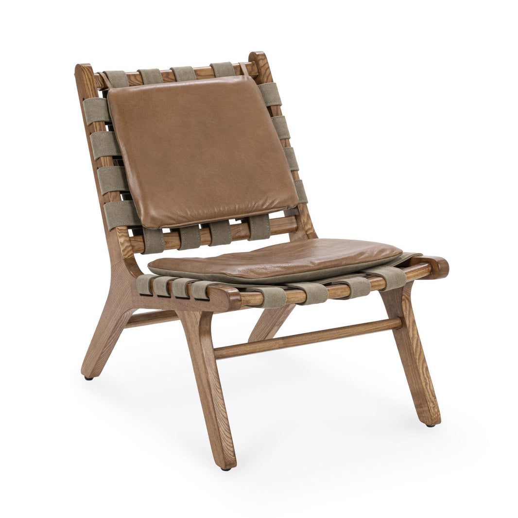 Casen - Accent Chair - Tan, product view with top-grain leather