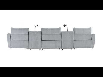 Fullar - LAF Modular Power Motion Recliner - Light Gary Chenille