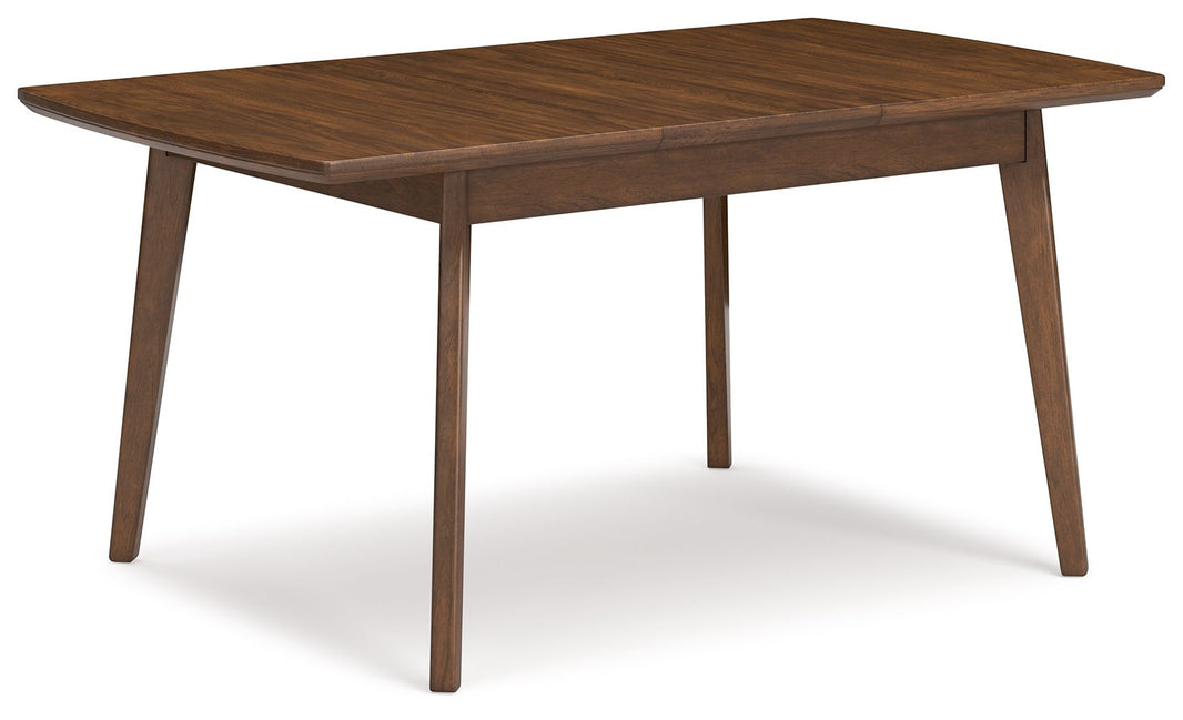 Lyncott - Rectangular Dining Room Butterfly Extension Table - Brown, product view with wood construction