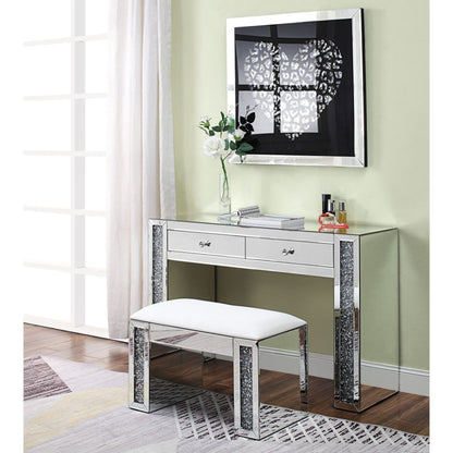 Noralie - Vanity Desk - Faux Diamonds & Mirrored, alternate view 6 with wood construction