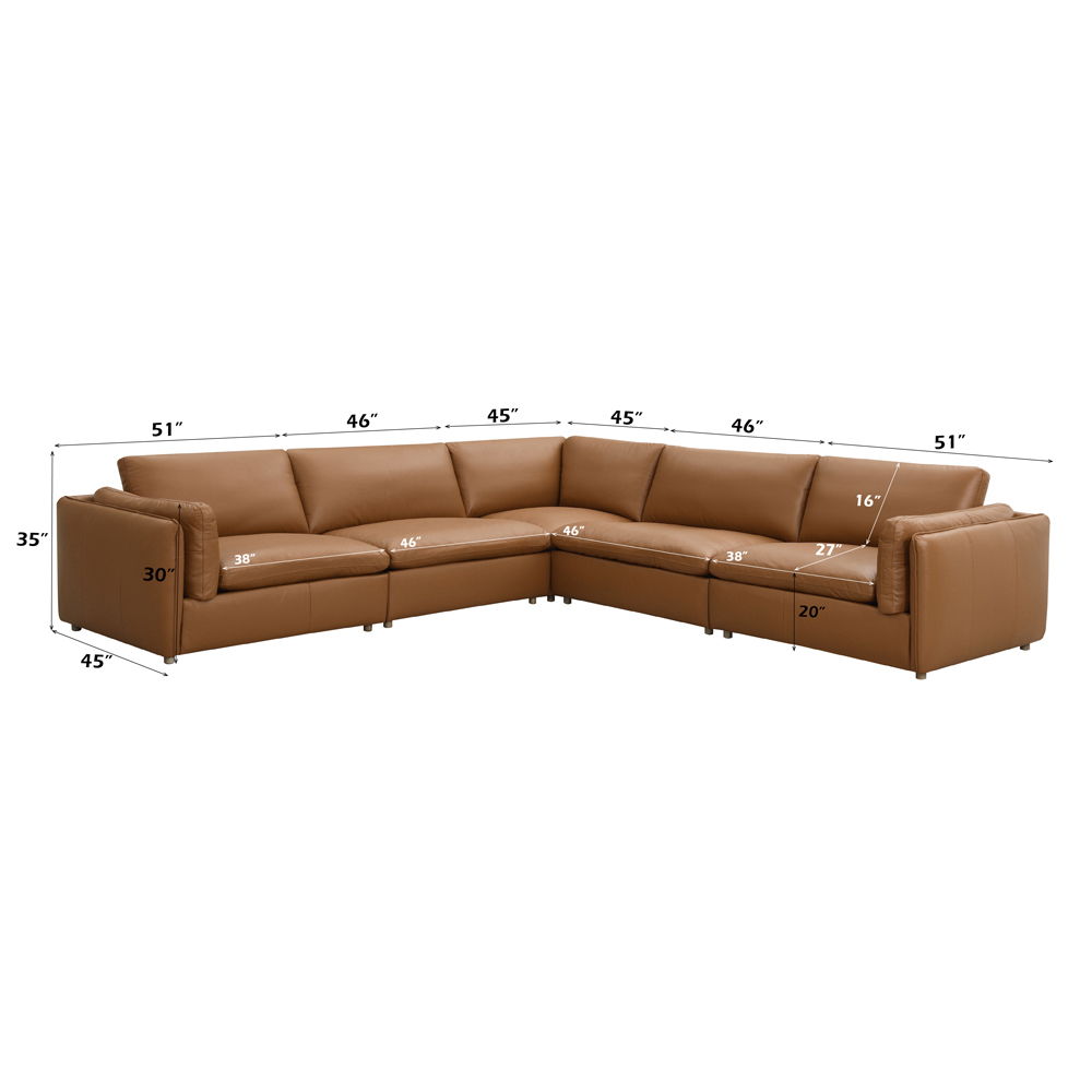 Brighton - Modular Wedge - Brown Top Grain Leather, alternate view 4 with wood construction