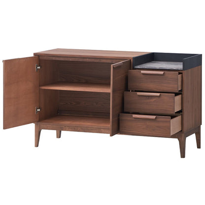 Bevis - Server - Green Fabric & Walnut