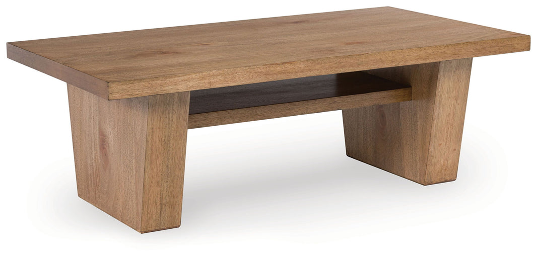 Kristiland - Rectangular Cocktail Table - Light Brown, product view with wood construction