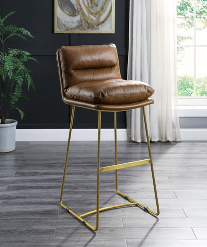 Alsey - Bar Chair - Saddle Brown Top Grain Leather, alternate view 5 with wood construction
