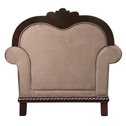 Chateau De Ville - Chair With Pillow (Same Lv01590) - Fabric & Espresso, alternate view 3 with wood construction