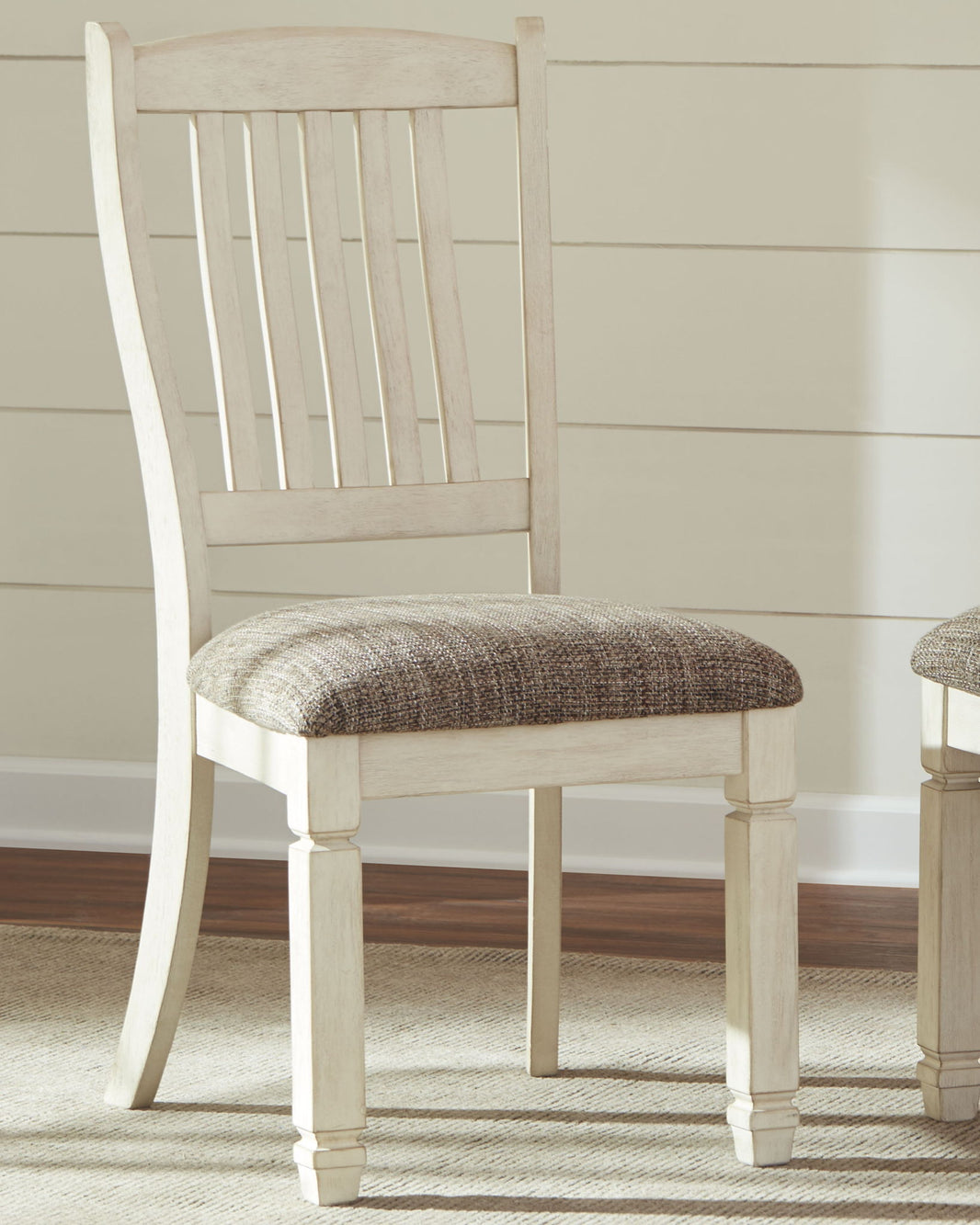 Bolanburg - Dining UPH Side Chair (Set of 2) - Rake Back - Brown / Beige, product view with polyester fabric