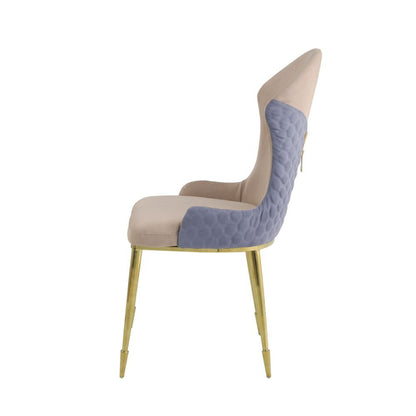 Caolan - Side Chair (Set of 2) - Tan, Lavender Fabric & Gold, alternate view 3 with metal