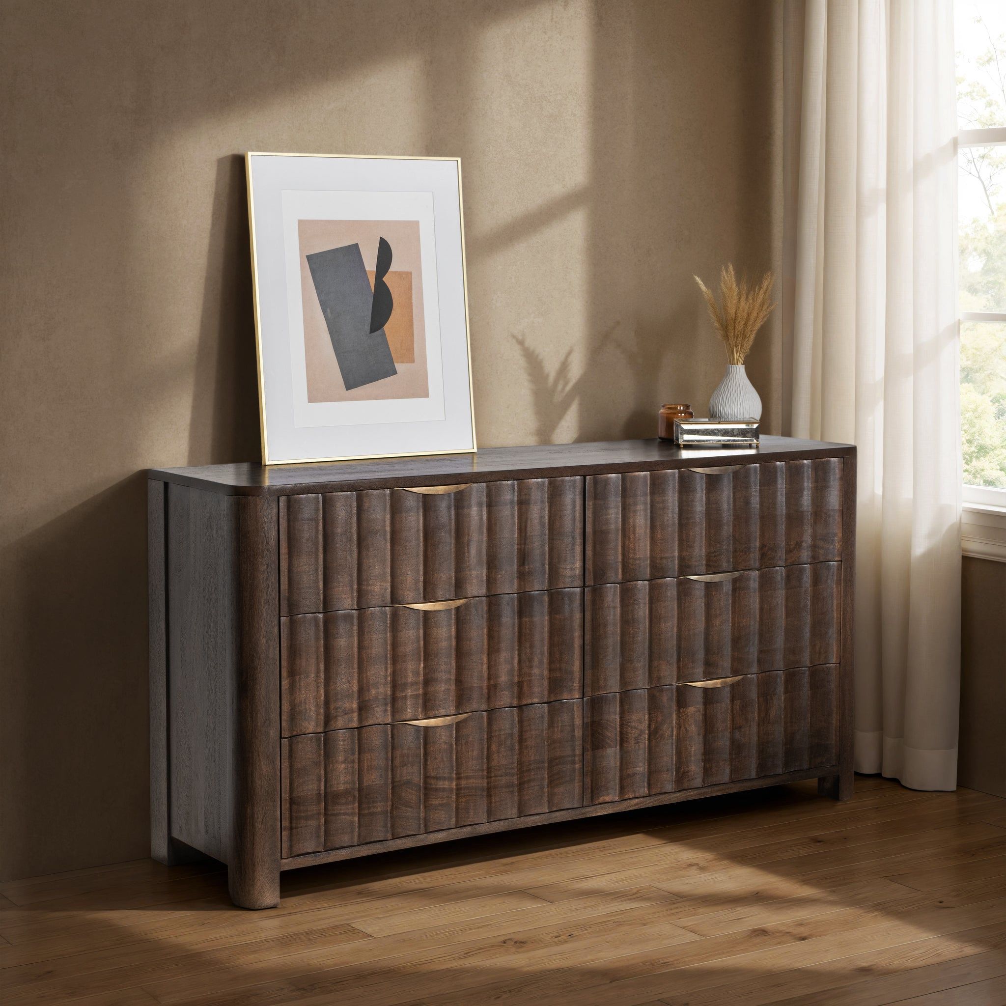 Baylee - 6 Drawer Dresser - Cocoa Brown, alternate view 3 with wood construction