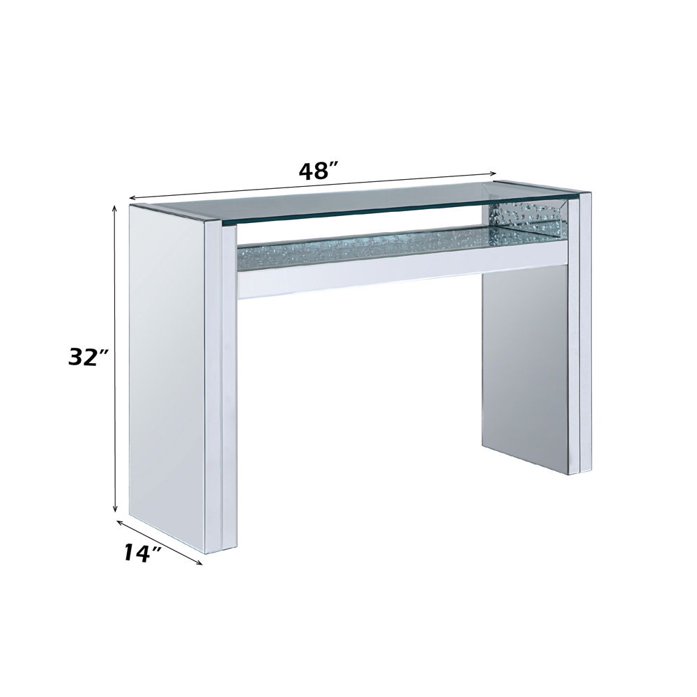 Nysa - Sofa Table - Mirrored & Faux Crystals, alternate view 2 with wood construction