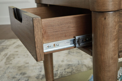 Roanhowe - Rectangular End Table - Brown, alternate view 3 with wood construction