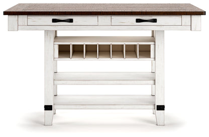 Valebeck - Rect Dining Room Counter Table With Wine Rack, alternate view 3 with metal