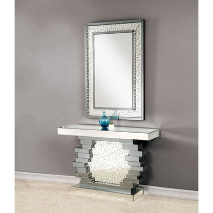 Nysa - 47" X 14" Console Table - Mirrored & Faux Crystals, alternate view 3 with wood construction