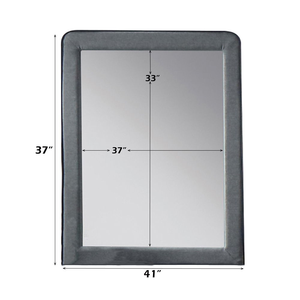 Valda - Mirror - Light Gray Fabric, alternate view 2 with wood construction
