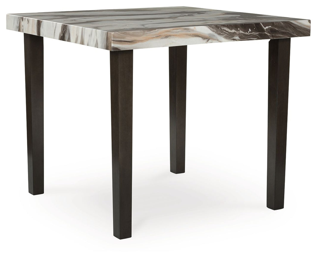 Jeshina - Square Dining Room Counter Table - Dark Brown / Beige, product view with polyester fabric