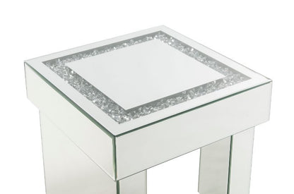 Noralie - 16" End Table With Faux Diamonds - Mirrored, alternate view 5 with wood construction