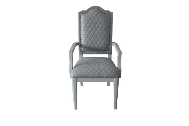 House Marchese - Arm Chair (Set of 2) - Two Tone Gray Fabric & Pearl Gray, alternate view 3 with wood construction