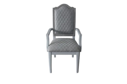 House Marchese - Arm Chair (Set of 2) - Two Tone Gray Fabric & Pearl Gray, alternate view 3 with wood construction