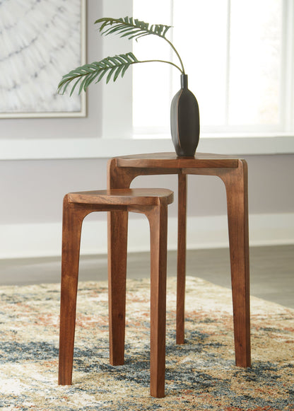 Brynnleigh - Accent Table Set (Set of 2) - Medium Brown, alternate view 3 with solid wood