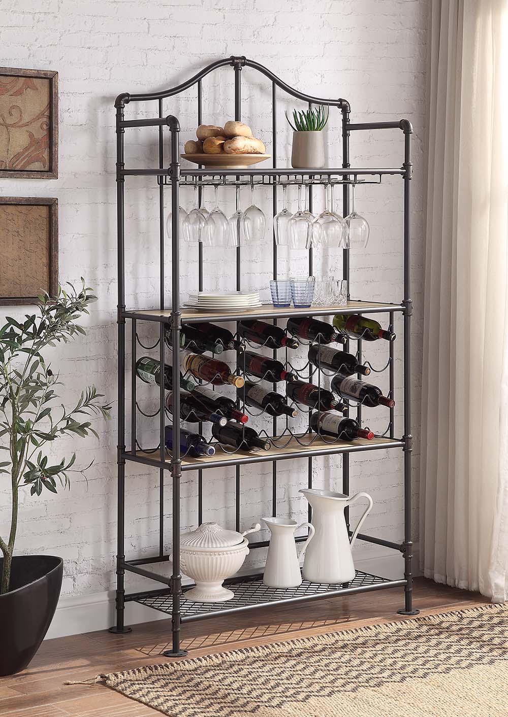 Edina - Wine Rack - Oak & Sandy Black, alternate view 3 with wood construction