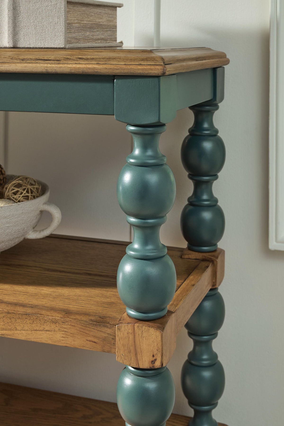 Finnworth Console Sofa Table Blue / Brown, gallery image 4