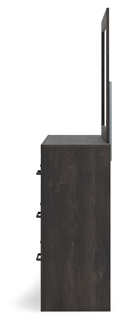 Hollivern - Dresser And Mirror - Dark Gray, alternate view 6 with linen fabric