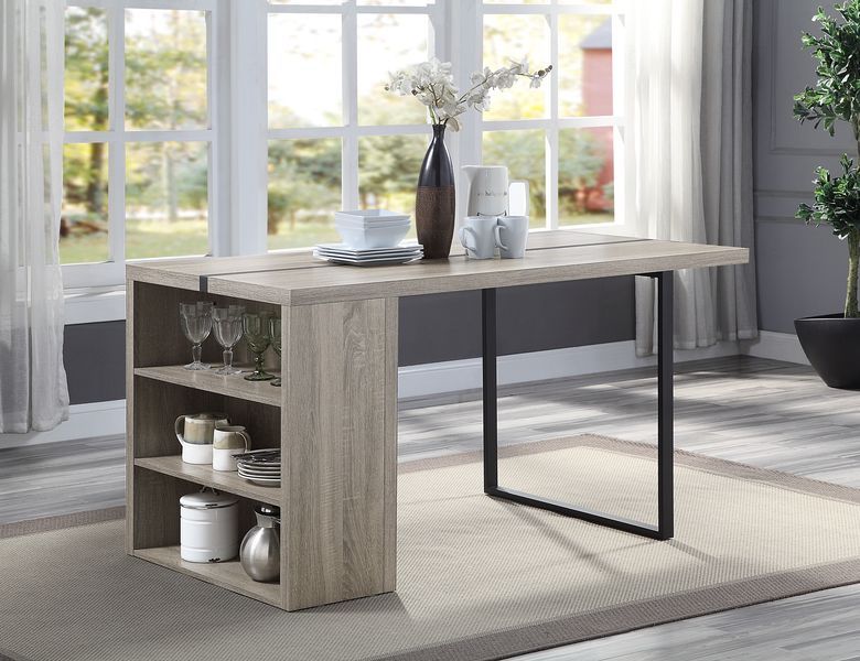 Patwin - Dining Table - Gray Oak & Black, alternate view 5 with wood construction