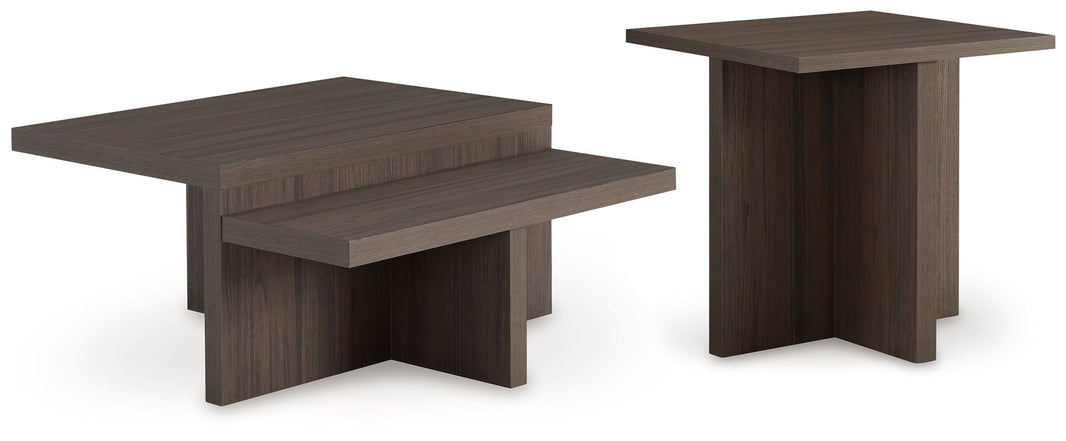 Zendex - Occasional Table Set (Set of 2) - Brown, product view with wood construction