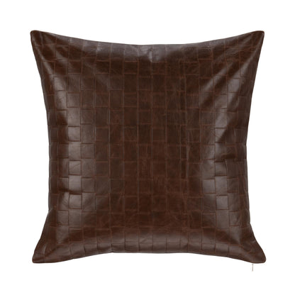 Leather Seston - 20" x 20" Pillow - Brown, product view with genuine leather