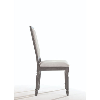 Leventis - Side Chair (Set of 2) - Cream Linen & Weathered Gray, alternate view 3 with wood construction