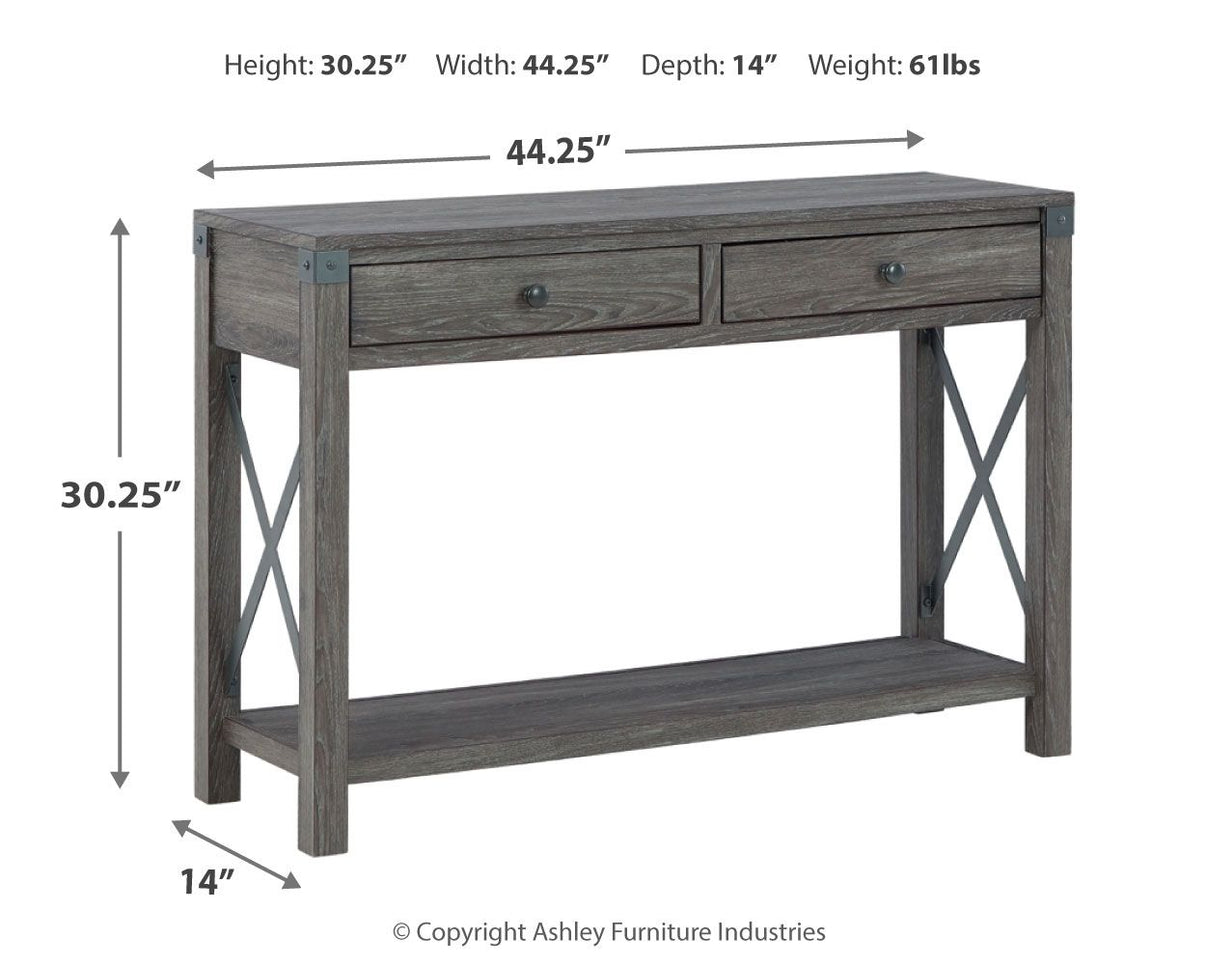 Freedan - Console Sofa Table - Grayish Brown, alternate view 6 with engineered wood