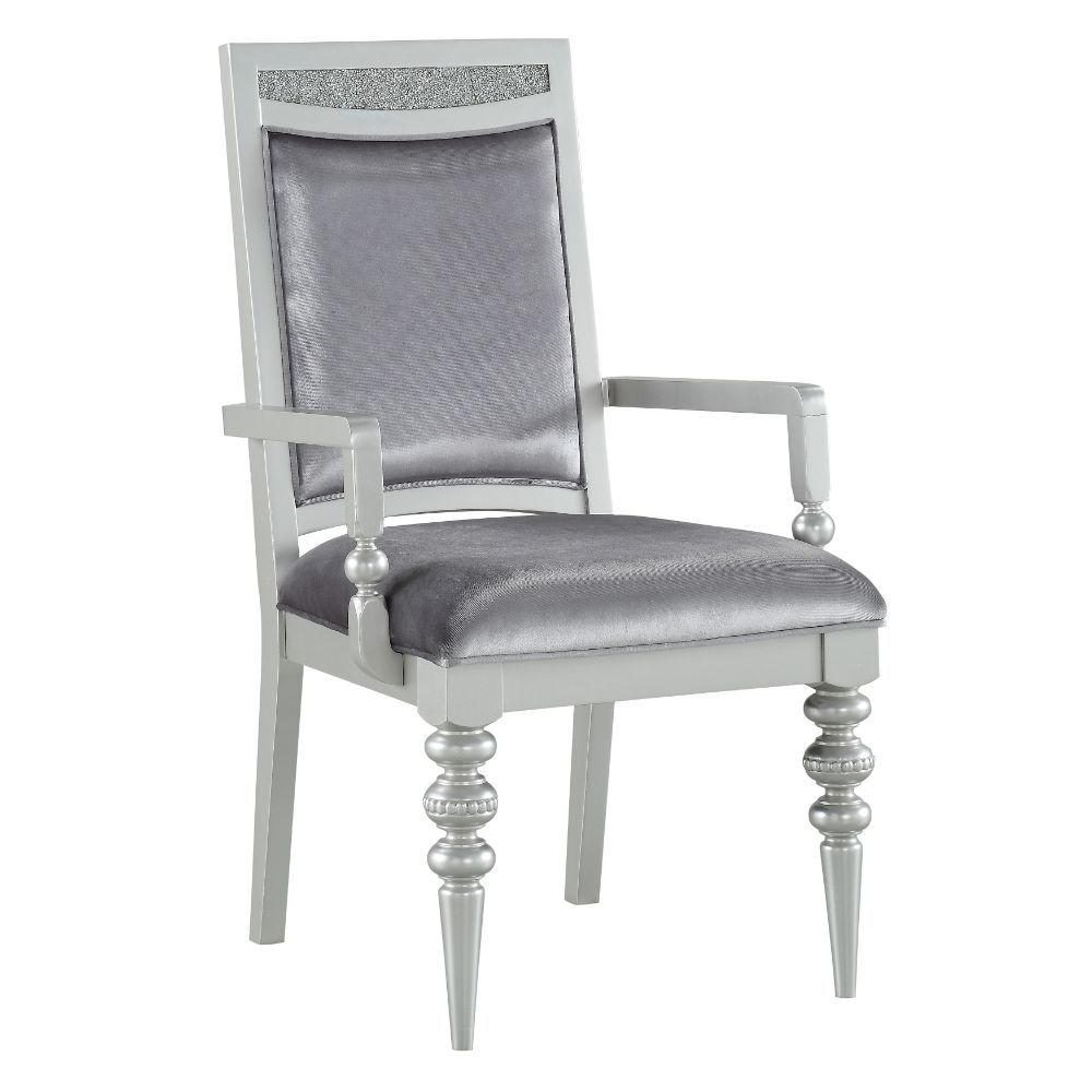 Maverick - Arm Chair (Set of 2) - Fabric & Platinum, product view with wood construction