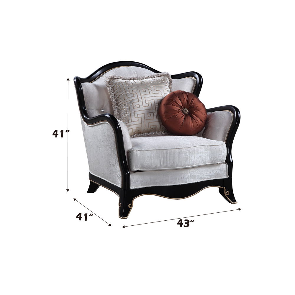 Nurmive - Chair With 2 Pillows - Beige Fabric, alternate view 5 with wood construction