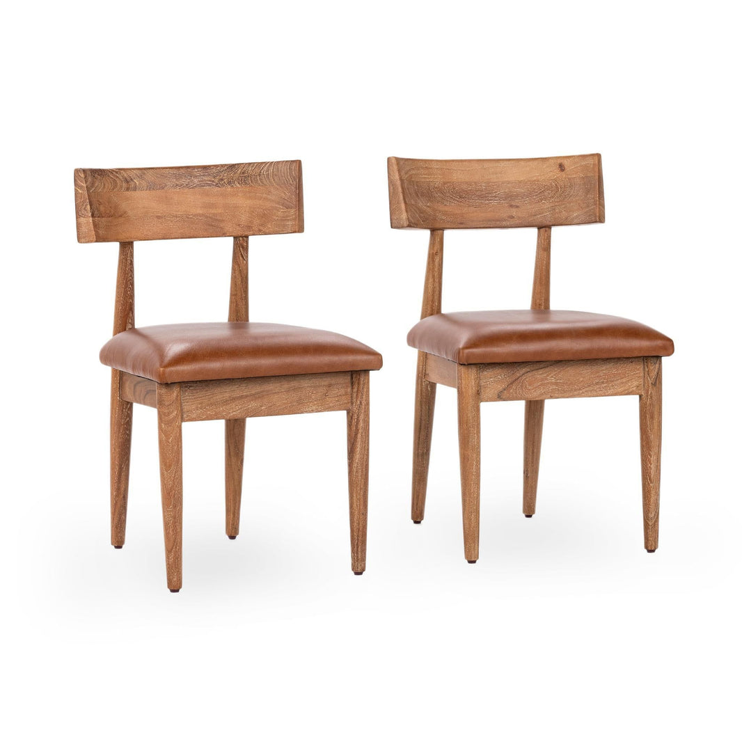 Alvaro - Leather Dining Chair (Set of 2) - Golden Wheat, product view with top-grain leather