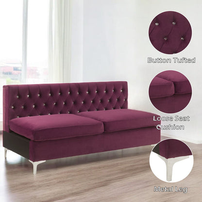 Jaszira - Modular - Armless Sofa, alternate view 5 with velvet upholstery